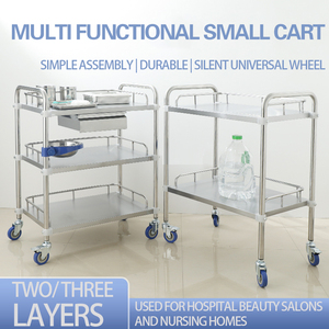 Chariot médical en acier inoxydable petit chariot mobile de stockage pour hôpital salon de beauté support d'hôpital mobile hôtel <span class=keywords><strong>restaurant</strong></span> approvisionnement - Product Image 2