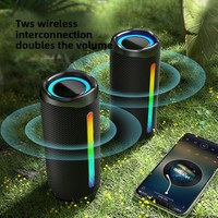 Yeni Silindirik BT Kablosuz Hoparlör Dış Mekan Su Geçirmez Taşınabilir Ağır Bas Subwoofer RGB Işıklı Ses Sistemi