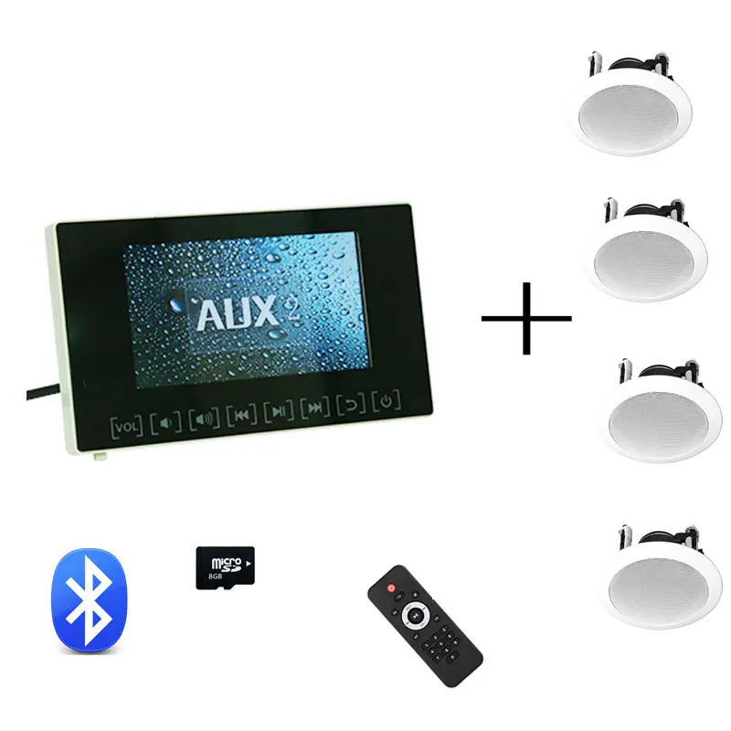 146 size Wall mini amplifier +4PCS 6 " premium ceiling speakers TF Card Bluetooth wall mount amplifier