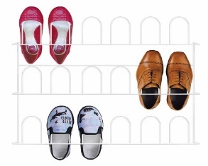 Wall-Mounted Shoe Rack 9 Pairs Plastic Three-Layer Entryway Storage Minimalist Design - Product Image 1