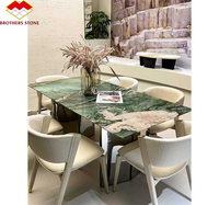 Table basse de luxe en quartzite et marbre vert Table à manger en pierre de Patagonie du Brésil polie sur mesure Mobilier de maison