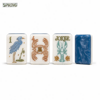 Tuiles de Mahjong en Acrylique Solide Thème Tropical Bord de Mer, Motifs Alligator, Coquillage et Bambou, pour Loisirs et Réunions à Domicile
