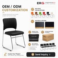 Chaise de conférence empilable moderne en cuir PU, chaise de visiteur avec base chromée, chaise de réunion de bureau