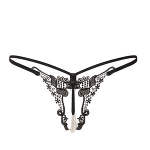 Lingerie sexy luxueuse brodée de perles, string taille basse ajouré à dos nu - Product Image 3