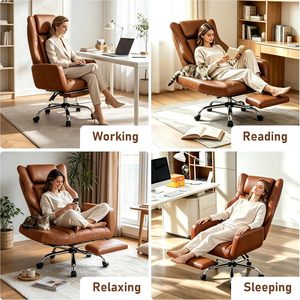 Chaise <span class=keywords><strong>de</strong></span> bureau ergonomique populaire pour cadres, marron, avec position assise croisée, adaptée aux animaux <span class=keywords><strong>de</strong></span> compagnie, inclinable à 180° °   Accoudoirs rabattables - Product Image 6
