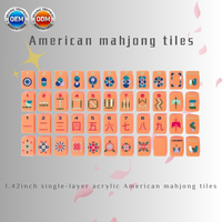 Tuiles de Mahjong de luxe modernes américaines Avisocean, 1,42 pouce, 36 tuiles #   Jeu de hasard à 4 joueurs gravé double face en acrylique monocouche