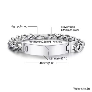2021 Wholesale Custom Name Jewelry Gold bar Blank Stainless Steel <b>Engraved</b> Bracelet for Couples - Product Image 4