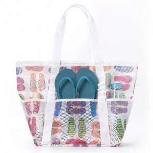 Sac de shopping réutilisable imperméable à motif mignon personnalisé en gros, sac de voyage en maille de nylon, sac de plage pour femmes, sac de week-end - Product Image 1