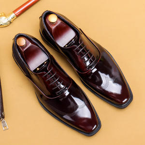 Leather painted leather English patterned business formal Oxford <b>shoes</b> for <b>men</b>, handcrafted <b>shoes</b> - Product Image 4
