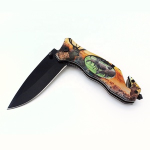 OEM 3D con stampa di cervo con manico tattico coltello multiuso con rivestimento nero con lama pieghevole coltello tascabile da campeggio di sopravvivenza - Product Image 5