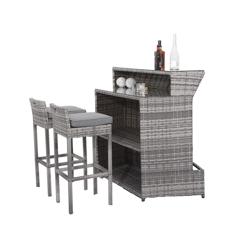 New Style Gartenmöbel Home Bar und Hochs tühle Outdoor Barhocker Metallrahmen Garten Rattan Möbel