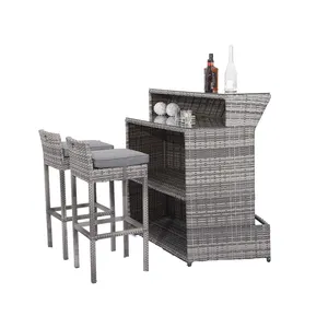 Nouveau Style meubles de jardin maison Bar et chaises hautes tabouret de Bar extérieur cadre métallique meubles de jardin en rotin