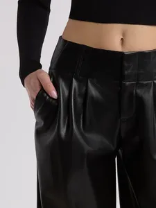 <span class=keywords><strong>Pantaloni</strong></span> dritti in similpelle opaca da donna <span class=keywords><strong>con</strong></span> <span class=keywords><strong>elastico</strong></span> in vita, <span class=keywords><strong>pantaloni</strong></span> larghi in PU elasticizzato, casual e alla moda <span class=keywords><strong>con</strong></span> tasche - Product Image 3