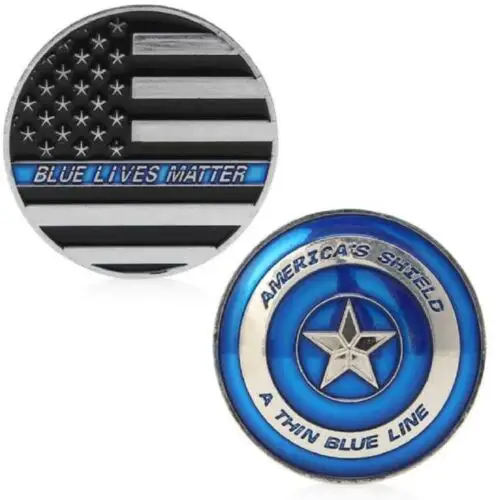 Đồng Xu Mờ America Shield BLUE LIVES Đồng Xu Lưu Niệm Tùy Chỉnh Trực Tiếp Từ Nhà Máy