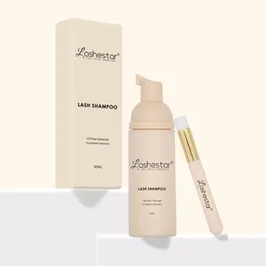 Marque privée Vente en gros Nude Bulk Kit de shampoing végétalien naturel bio pour cils et sourcils Logo personnalisé Ensemble mousse nettoyant Shampooing pour cils