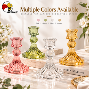 BEEMAN Bougeoirs en verre vintage décoratifs pour bougies coniques, pour table de mariage et décoration intérieure, Fabricant en gros - Product Image 3