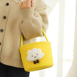ตะกร้าเชือกฝ้ายทรงกลมลายเมฆ งานแฮนด์เมด สำหรับจัดเก็บของเล่นเด็ก - Product Image 3