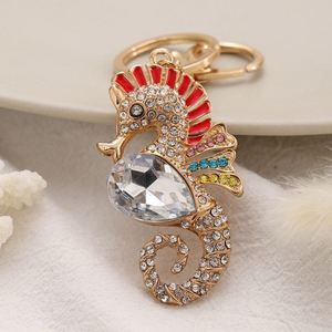 พวงกุญแจคริสตัลม้าน้ำเป็นประกายพวงกุญแจโลหะรูปม้าน้ำสัตว์ทะเลพวงกุญแจไรน์สโตน - Product Image 5