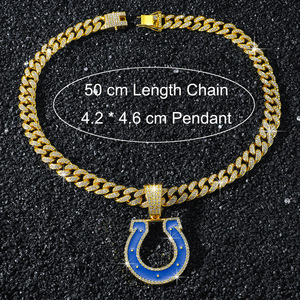 สร้อยคอจี้รูปเกือกม้าทรงตัวยู สไตล์ฮิปฮอป แฟชั่นสตรีทแวร์สำหรับผู้ชาย สร้อยคอโลหะผสมแบบ Cuban Link  เครื่องประดับแฟชั่น - Product Image 5