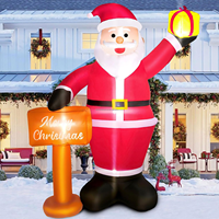 Père Noël gonflable de 6 pieds avec boîte cadeau, panneau Joyeux Noël, ornement lumineux LED pour la cour, la pelouse, la décoration extérieure des fêtes