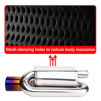 Embout d'échappement de voiture en fibre de carbone haute performance, avec valve de silencieux, finition bleu brûlé poli miroir, entrée 51/63mm, pour sonorité de résonance