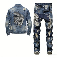 Ensemble Homme Deux Pièces OEM Personnalisé Veste en Jean et Pantalon Jean Mode Automne 2024