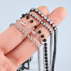 Cadena Decorativa <span class=keywords><strong>de</strong></span> Acero Inoxidable con Cristales <span class=keywords><strong>de</strong></span> Imitación, Cadena Negra para Joyería, Accesorios <span class=keywords><strong>de</strong></span> Alta Calidad para Manualidades <span class=keywords><strong>y</strong></span> <span class=keywords><strong>Prendas</strong></span> <span class=keywords><strong>de</strong></span> Vestir, <span class=keywords><strong>Venta</strong></span> al Por Mayor - Product Image 2