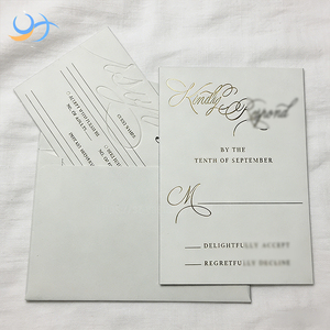 Cartes RSVP de luxe gaufrées à l'or avec enveloppes, cartes de réponse personnalisées pour suite d'invitations de mariage, de douche nuptiale et d'événements - Product Image 2