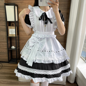 Maid Dress Short Sleeve Black Polyester Anime Cosplay Costume Role Play Outfit Spring 2022 - Product Image 4
