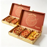 Boîte à pizza personnalisée en papier kraft de 8 pouces, 3 pièces, avec 3 compartiments et logo pour la livraison de nourriture