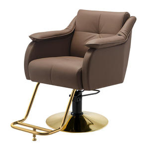 Chaise en cuir marron jaune K Popular avec un grand siège et des accoudoirs souples, idéale pour la chambre à coucher, la salle de coiffure - Product Image 3