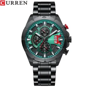 CURREN-montre-bracelet pour homme, nouvelle collection 8401, à la mode, décontracté, lumineux noir, visage vert, avec bracelet en acier inoxydable