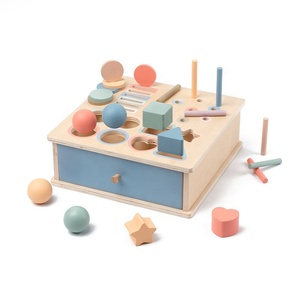 Boîte à outils de tri de formes en <span class=keywords><strong>bois</strong></span> Konig Kids 4 en 1, jouets pour développer la motricité fine, jouets éducatifs pour enfants, jouets Montessori pour bébés - Product Image 1