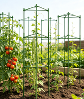 Supports de plantes de tomates réglables pour l'extérieur, piquets robustes en métal pour légumes grimpants et concombres, avec attaches pour plantes