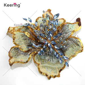 WBF-275 Sang Trọng Handmade 3D Dây Rhinestone Hoa Thêu Vá Đính Cườm <span class=keywords><strong>Sequin</strong></span> Pha Lê Đính Cho Trang Phục Chính Thức Áo Choàng - Product Image 3