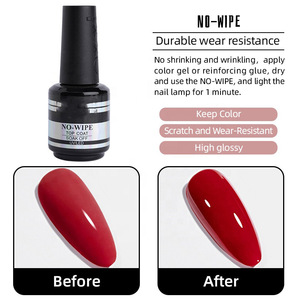 Venta caliente hipoalergénico NO-wipe Top Coat Gel Natural transparente duro mate UV esmalte de uñas con <span class=keywords><strong>Base</strong></span> de goma orgánica - Product Image 5
