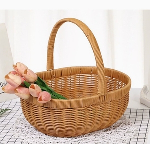 <span class=keywords><strong>Cesta</strong></span> <span class=keywords><strong>de</strong></span> Picnic <span class=keywords><strong>de</strong></span> Plástico y Ratán Ovalada Clásica, <span class=keywords><strong>Grande</strong></span>, Resistente, para Servir Alimentos y Frutas, Ideal para Campamentos al Aire Libre - Product Image 5