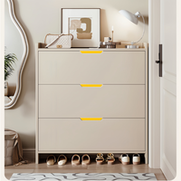 Meuble à chaussures minimaliste couleur crème noyer pour couloir, unité de rangement complète pour l'entrée de la maison, étagère à chaussures la plus vendue