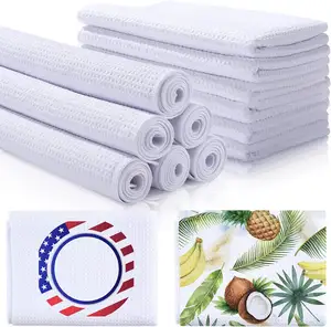 USA Hot Sale Recycled 350gsm Sublimation Blank Plain Waffle Kitchen Tea Towel Hand Towel For Heat Press Printing