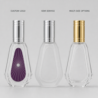 Flacon de parfum vide personnalisé en verre octogonal facetté avec bouchon en métal argenté, atomiseur rechargeable, vente en gros