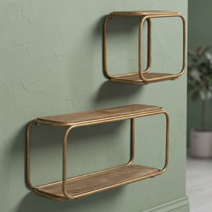 Chaman India Modèle 15654 Étagère murale double niveau en fer non pliable, écologique, dorée, pour rangement de pots de fleurs, pour la maison - Product Image 2