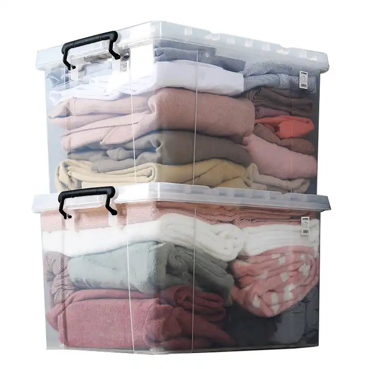 Plastic Storage Container Bins With Lids 70 Quart Tote Box