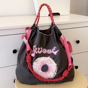 <span class=keywords><strong>Sac</strong></span> bandoulière en nylon brodé grande capacité pour femme, <span class=keywords><strong>sac</strong></span> de shopping écologique en toile imperméable, style urbain simple en polyester - Product Image 3