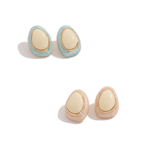 Boucles d'oreilles goutte d'eau rose clair et blanc riz, style mode douce, luxe léger, design de niche, assortiment de couleurs, clous d'oreilles nobles - Product Image 1