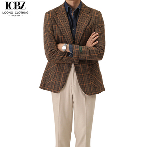 Veste de costume formelle pour <span class=keywords><strong>homme</strong></span> en <span class=keywords><strong>tweed</strong></span> à <span class=keywords><strong>carreaux</strong></span>, design personnalisé haut de gamme, mode automne-hiver - Product Image 1