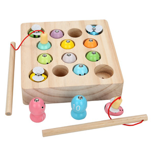 High Quality Children's <strong>Wooden</strong> Fishing Worms Catching Game Early Educational <strong>Blocks</strong> Learning Playing Gift Toys for Boys Girls - Product Image 3