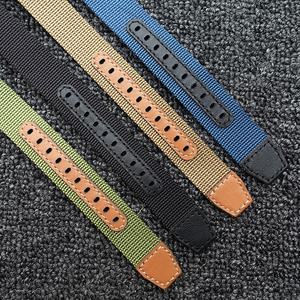 Toptan moda deri + naylon saat kayışı 18mm 20mm 22mm 24mm kumaş kol saati kayışı - Product Image 3