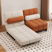 Französischer Stil Metallrahmen PU-Leder Ausziehbares Schlafsofa mit Abnehmbaren Bezügen Modernes Wohnzimmer-Schlafsofa