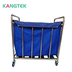 Chariot à linge sale d'acier inoxydable de clinique médicale d'hôpital de KANGTEK avec le sac en toile - Product Image 4
