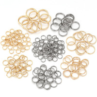 100 pièces par sac, anneaux doubles en acier inoxydable PVD, apprêts de bijouterie DIY pour la fabrication de cercles de connexion double couche dorés